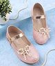 Cute Walk by Babyhug Velcro Closure Glitter Pearl Bow Applique Ballerina - Pink