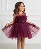 Foreverkidz Tulle Woven Sleeveless Bow Applique Detailed Dress - Plum