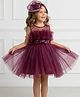 Foreverkidz Tulle Woven Sleeveless Bow Applique Detailed Dress - Plum