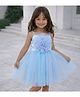 Foreverkidz Net Woven Sleeveless Floral Applique Detailed Dress - Lavender & Light Blue