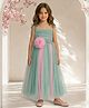 Foreverkidz Net Woven Sleeveless Flora Applique Detailed Dress - Sea Green