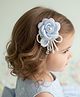 Takabee Floral Applique Pearl Embellished Hair Clip - Blue