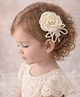Takabee Floral Applique Detailed Pearls Embellished Hair Clip - Cream