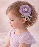 Takebee Floral Applique Detailed Pearls Embellished Hair Clip - Purple