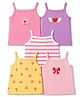 Doodle Poodle 100% Cotton Single Jersey Knit Sleeveless Striped Slips With Heart & Bow Printed Pack of 5 - White, Yellow, Purple, Pink & Light Pink