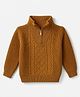 Babyhug Knit Full Sleeves Pullover with Cable Knit Design -  Mustard