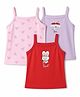 Doodle Poodle 100% Cotton Knit Sleeveless Bow & Puppy Printed Slips Pack Of 3 - Purple Red & Pink