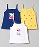 Doodle Poodle 100% Cotton Single Jersey Knit Sleeveless Slips with Bear & Heart Print Pack of 3 - White Navy Yellow