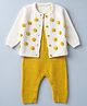 Babyhug Knit Full Sleeves Jacket & Winter Wear Romper With Applique - Yellow