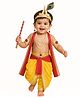 Itsmycostume Lord Krishna Costume Set With Crown Earrings Mala & Shela - Red & Yellow