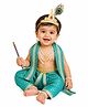 Itsmycostume Lord Krishna Costume Set With Crown Earrings Mala & Shela - Turquoise