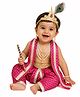 Itsmycostume Lord Krishna Costume Set With Crown Earrings Mala & Shela - Pink