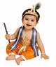 Itsmycostume Lord Krishna Costume Set With Crown Earrings Mala & Shela - Orange