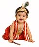 Itsmycostume Lord Krishna Costume Set With Crown Earrings Mala & Shela - Red
