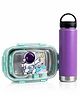 Paper Moon Stainless Steel Lunch Box Set and Vacuum Insulated Tumbler For School Travel Stainless Steel Sports Water Bottle 500ml - Green & Purple