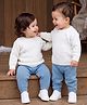 Babyhug  Unisex SWEATER SET Regular WHITE/BLUE 6-9m