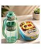 Paper Moon Bento Lunch Box with Spoon & Container 900ml  Anti Spill Lid and Motion Sports 750ml BPA-Free Leak Proof Push Lock Water Bottle Sipper for Kids School College Office - Color May Vary