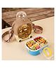 Paper Moon  Lunch Box with 1 Spoon   Anti Spill Lid BPA Free  and Bear Shape Leak-proof Push Lock Water Bottle with in-built Straw and Strap 1000ml Capacity for Kids - Color May Vary