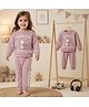ToffyHouse 100% Cotton Knit Knit Full Sleeves Top & Joggers Set With Rabbit Rat & Text - Mauve