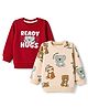 Babyhug Heavy Gauge Terry Knit Full Sleeves Sweatshirts With Koala and Text Print Pack of 2 - Red & Beige