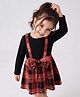 Babyhug Cotton Woven Dress with Full Sleeves and Checked Print -Red
