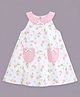 Aomi Cotton Woven Sleeveless Floral Printed Pocket & Bow Applique Detailed Dress - Pink