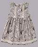 Aomi Blended Woven Sleeveless Lace Embroidered & Bow Applique Detailed Leaves Printed Dress - Grey