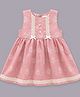 Aomi Blended Woven Sleeveless Lace Embroidered & Bow Applique Detailed Floral Printed Dress - Pink