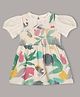 Aomi Cotton Blended Woven Half Sleeves Floral Printed Pinafore Dress - Green