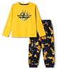 Pine Kids Cotton Knit Full Sleeves T-Shirt & Pyjama Night Suit with Army Fighter Print - Yellow