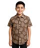 Charchit Cotton Blend Woven Half Sleeves Leaves Printed Shirt - Brown