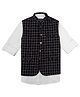 Charchit Cotton Blend Woven Full Sleeves Solid Shirt With Checked Nehru Jacket - Black