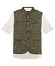 Charchit Cotton Blend Woven Full Sleeves Solid Shirt With Abstract Embroidered Nehru Jacket - Khaki