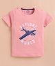 ZOLFO Cotton Knit Half Sleeves Propeller Plane Printed Tee - Soft Pink