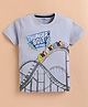 ZOLFO Cotton Knit Half Sleeves Roller Coaster Printed Tee - Grey