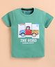 ZOLFO Cotton Knit Half Sleeves The Road Text Printed Tee - Green