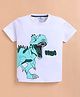 ZOLFO Cotton Knit Half Sleeves Dinosaurs Printed Tee - White