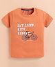 ZOLFO Cotton Knit Half Sleeves Bicycle Printed Tee - Orange
