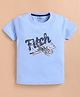 ZOLFO Cotton Knit Half Sleeves Propeller Plane Printed Tee - Sky Blue