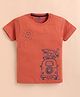 ZOLFO Cotton Knit Half Sleeves Recreational Van Printed Tee - Rust Red
