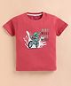 ZOLFO Cotton Knit Half Sleeves Dirt Bike Printed Tee - Coral Red