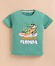 ZOLFO Cotton Knit Half Sleeves Alligator Relaxing Printed Tee - Green
