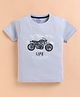 ZOLFO Cotton Knit Half Sleeves Motorcycle Printed Tee - Grey