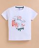 ZOLFO Cotton Knit Half Sleeves Skater Dinosaur Printed Tee - White