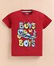 ZOLFO Cotton Knit Half Sleeves Skateboard Printed Tee - Red