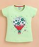 ZOLFO Cotton Knit Half Sleeves Hot Air Balloon Printed Tops - Light Green