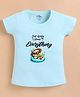 ZOLFO Cotton Knit Half Sleeves Duckling Chilling Printed Top - Ice Blue