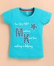 ZOLFO Cotton Knit Half Sleeves Typography Printed Top - Blue