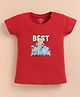 ZOLFO Cotton Knit Half Sleeves Girl Printed Top - Red