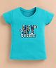 ZOLFO Cotton Knit Half Sleeves Hey Bestie Text Printed Top - Blue